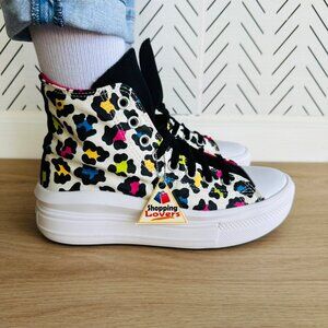 ❤️Converse All Star Ctas Move Hi Kids Shoes 5.5 Platform Leopard Sneaker 272376C